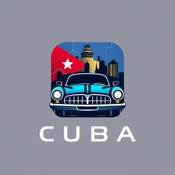 A modern and sleek logo design for a cryptocurrency application themed around Cuba