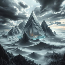 A visually stunning depiction of parallel worlds, each with its own unique atmosphere