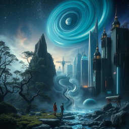 A captivating depiction of parallel worlds overlapping due to the leakage of a mysterious gray substance
