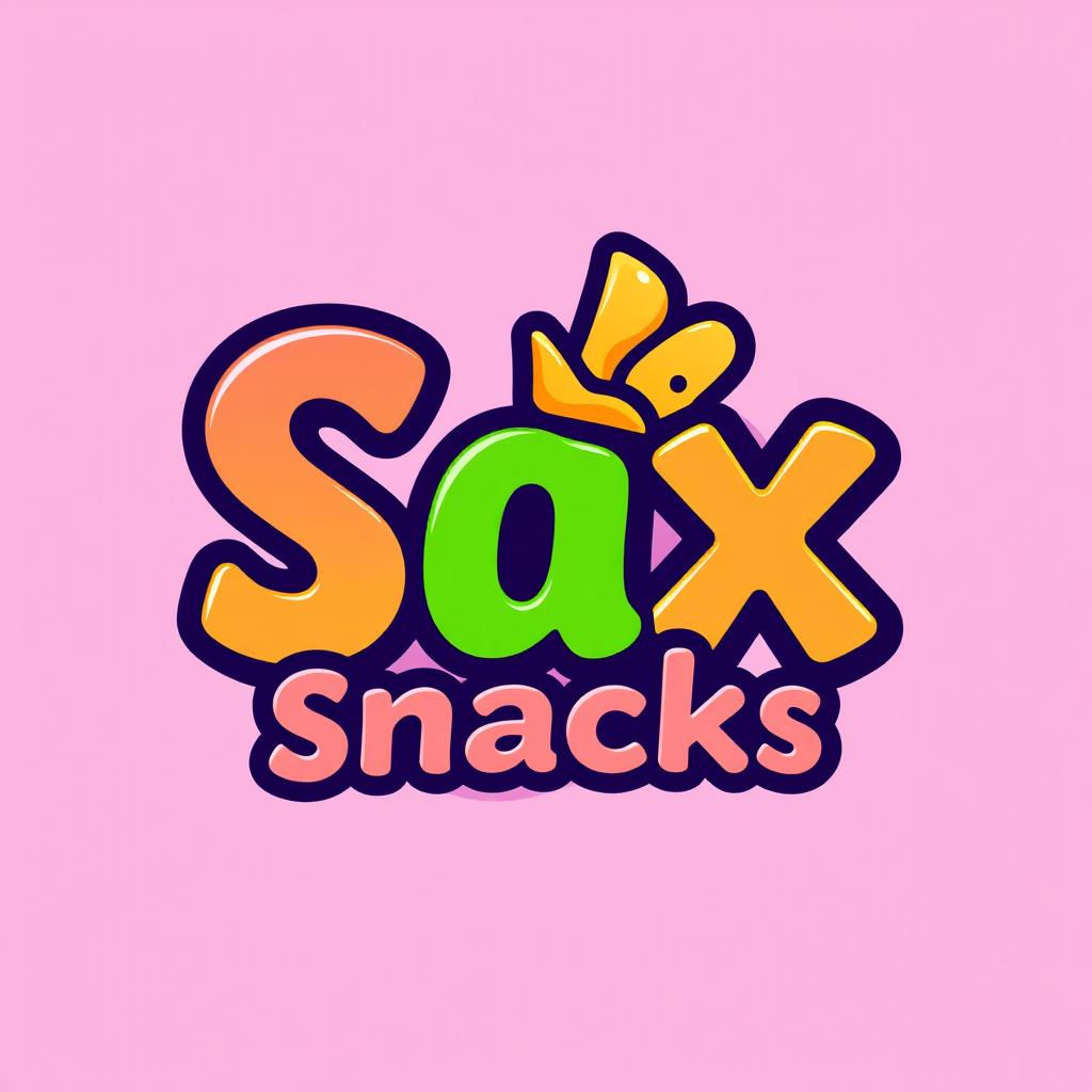 A vibrant and eye-catching logo for a brand called "Sax Snacks"
