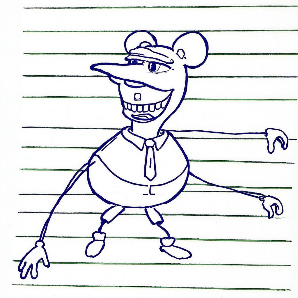 Whimsical Cartoon Character in Tie and Goggles
