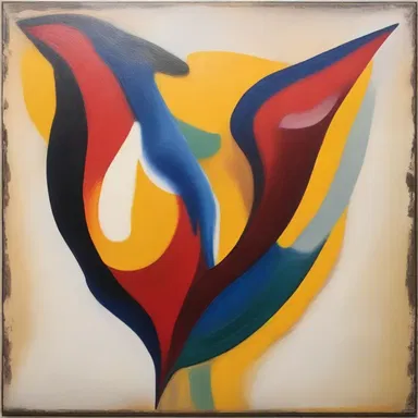 The abstract painting depicted an amorphous shape, leaving the interpretation open to the viewer's imagination.