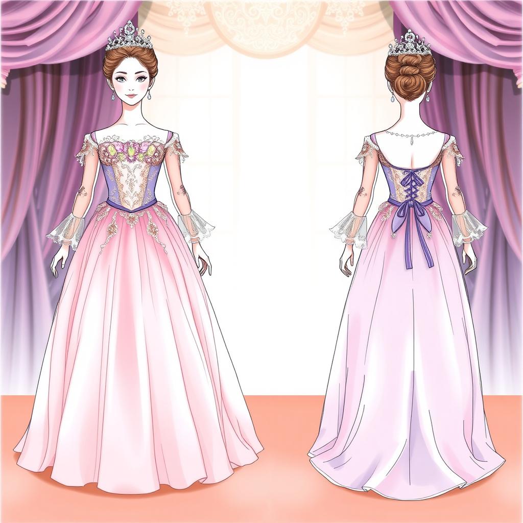 Sophisticated Opera Costume Sketch for Girls