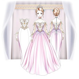 Sophisticated Opera Costume Sketch for Girls