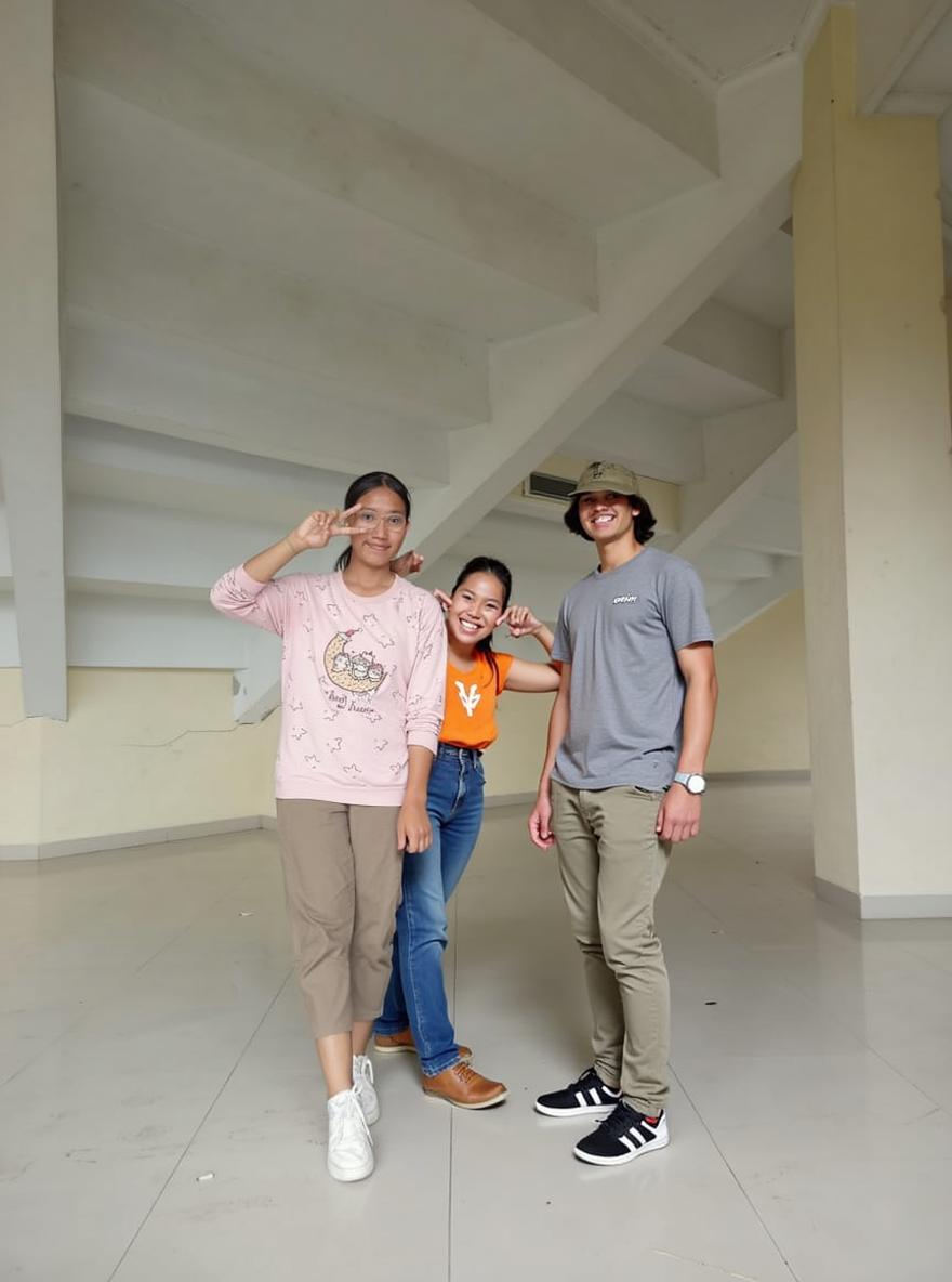 Three young women posing for a photo indoors, each wearing casual yet stylish outfits