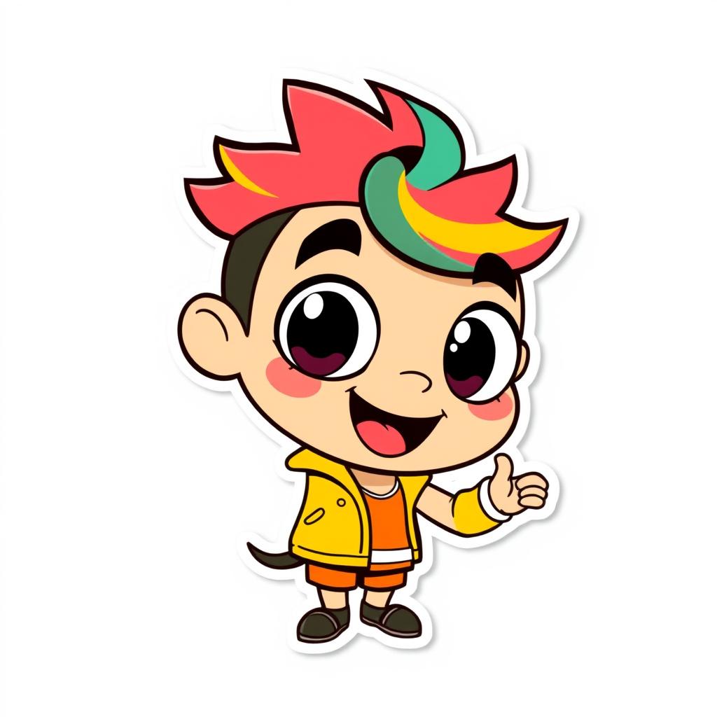 A vibrant, cartoon-style character designed as a sticker for a YouTube avatar