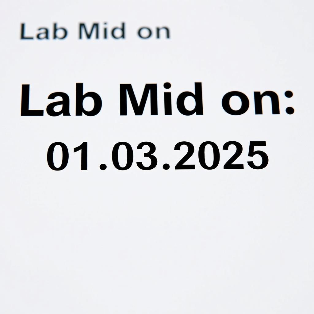 An edited photo of a laboratory report showing the original text "Lab Mid on" with the added date "01