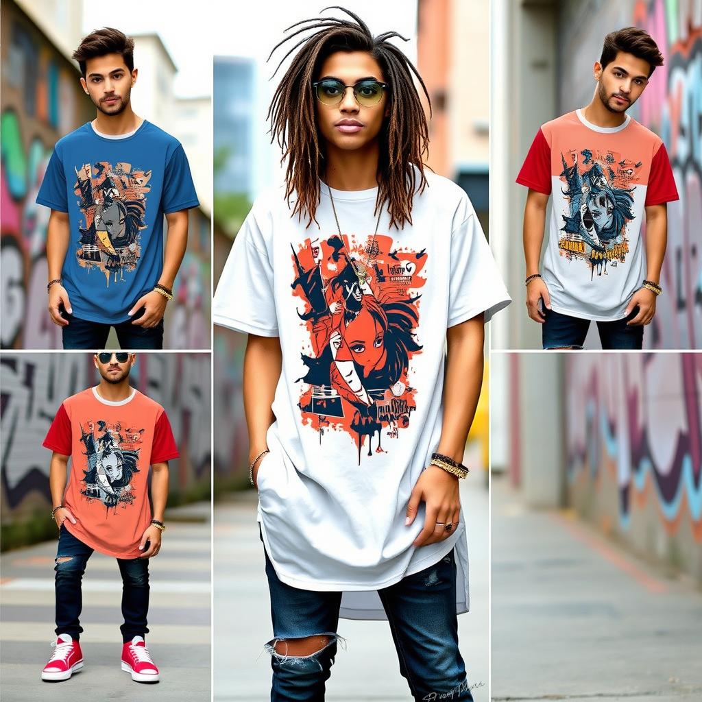 A stylish long t-shirt, designed with a modern streetwear aesthetic