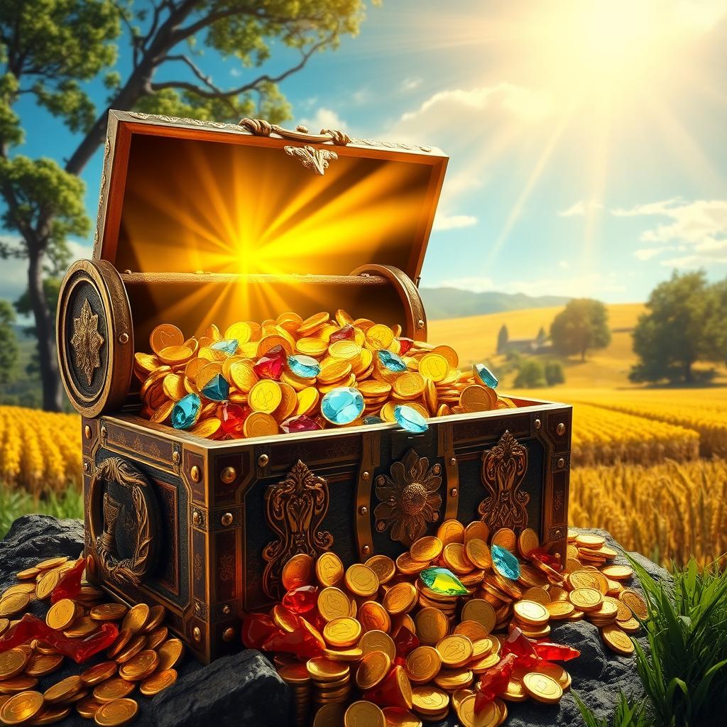A visually striking interpretation of the concept 'Essence of Wealth' inspired by the essence meta choose your own adventure (CYOA) theme
