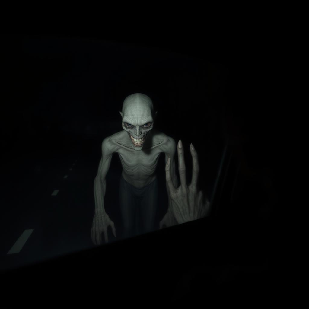 A middle-aged man gazing at the fogged glass of his car window while parked on an empty, dark road in the early morning hours