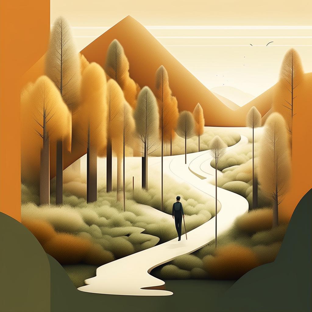 Refine the already minimalist illustration to be more aesthetically pleasing, enhancing the visuals of collaboration, creativity, sharing and transformation of process into product, with an enhanced presentation of the Idyllic trail.