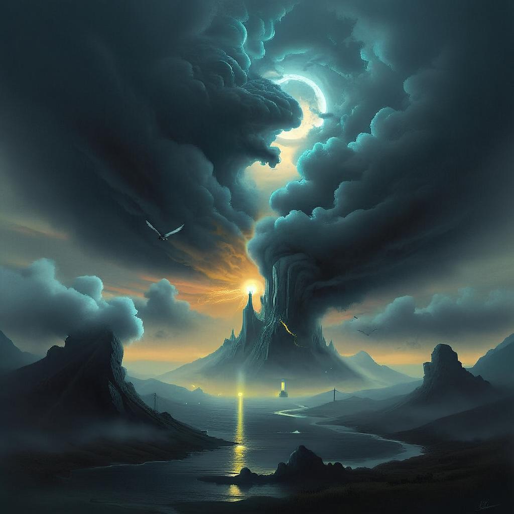 Epic Stormy Sea Under Moonlight