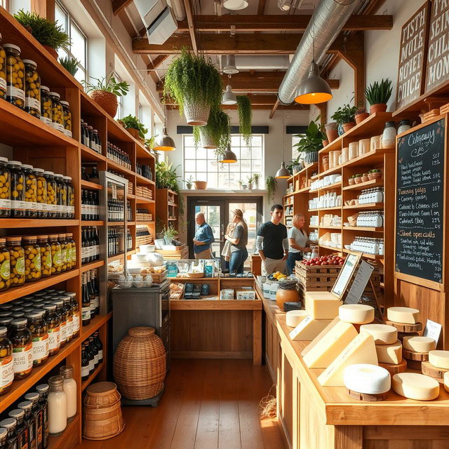 A charming organic market showcasing an array of products focused on healthy living