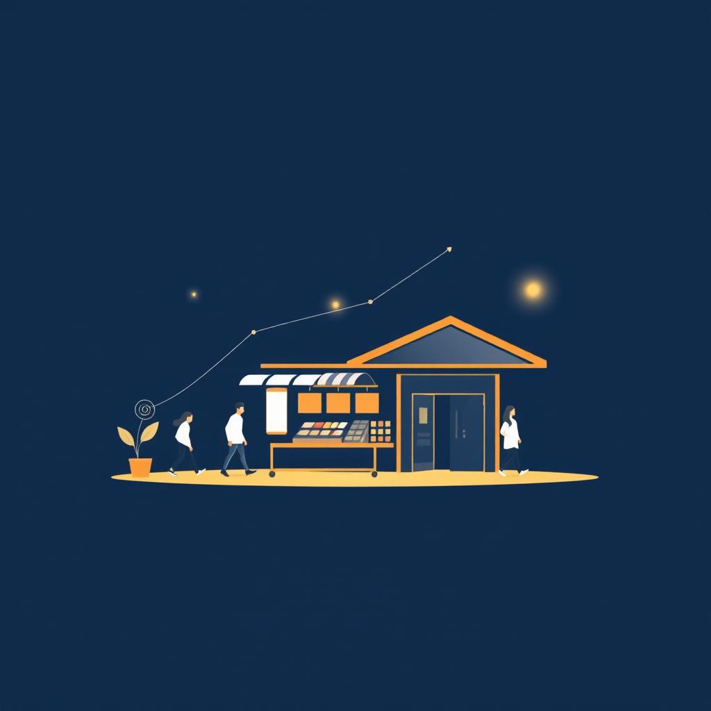 A minimalist and modern illustration symbolizing growth and innovation in entrepreneurship