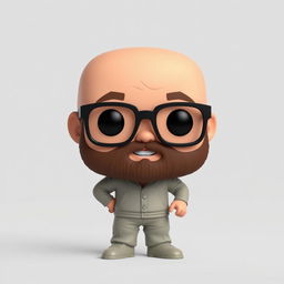 A 3D illustration of a Funko Pop-style figure featuring a chubby bald man with a beard and glasses