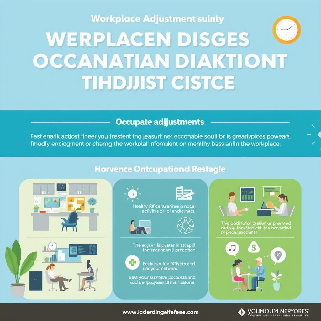 A visually engaging and informative poster that highlights workplace adjustments and measures to prevent occupational diseases