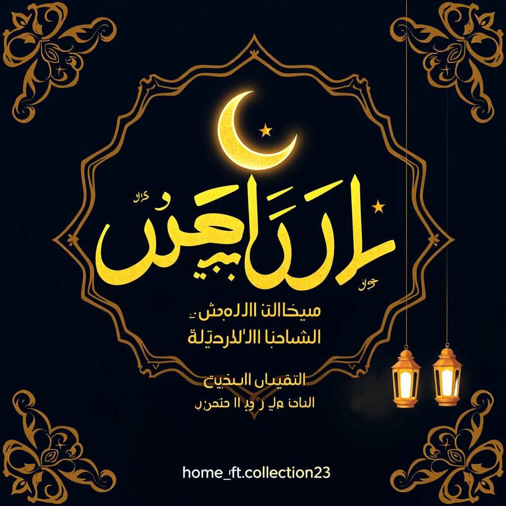 An elegant Ramadan greeting card design featuring the phrase 'رمضان كريم' in large, luxurious Arabic calligraphy