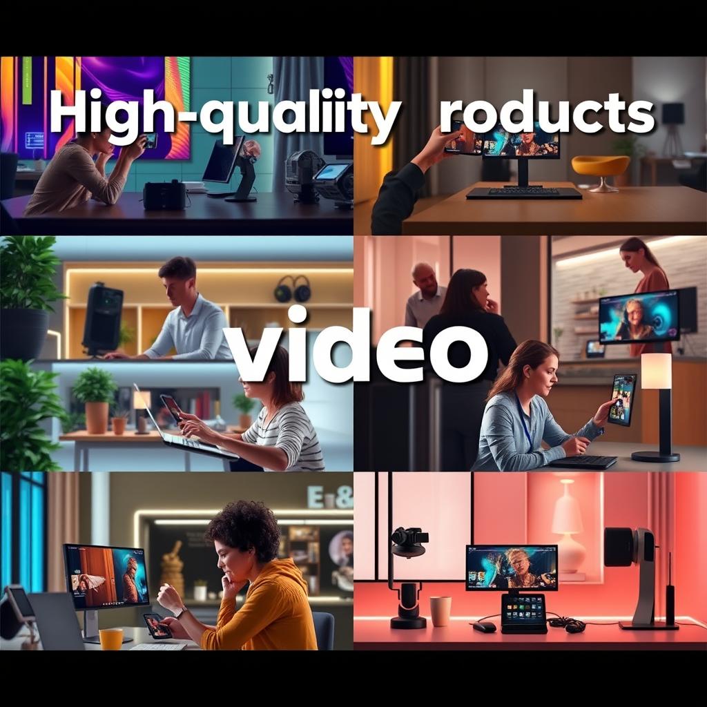 Create a dynamic and engaging promotional video showcasing a diverse range of high-quality products, each featured in unique and appealing settings