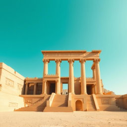A logo inspired by Persepolis, featuring intricate Persian architectural elements, iconic columns, and relief sculptures