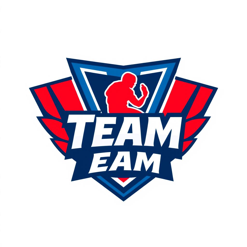 A modern logo design for a sports team, featuring an abstract emblem that incorporates elements of athleticism such as a stylized silhouette of a player in action
