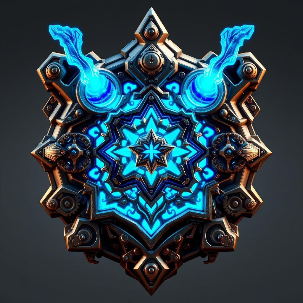 An elaborate artificial part inspired by hextech technology, featuring an Arcane theme from the show League of Legends