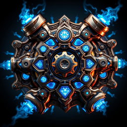 An elaborate artificial part inspired by hextech technology, featuring an Arcane theme from the show League of Legends