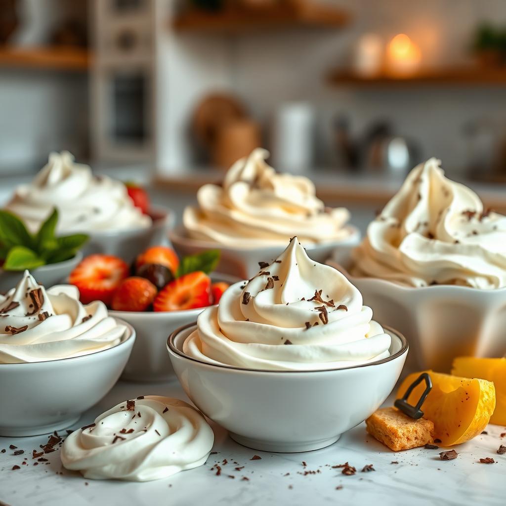 A visually stunning composition showcasing a variety of thick, luscious creams in assorted colors and textures