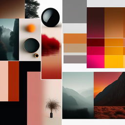 High-definition, editorial quality minimalist mood board with stunning visuals and vibrant colors.