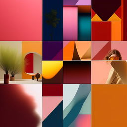 High-definition, editorial quality minimalist mood board with stunning visuals and vibrant colors.