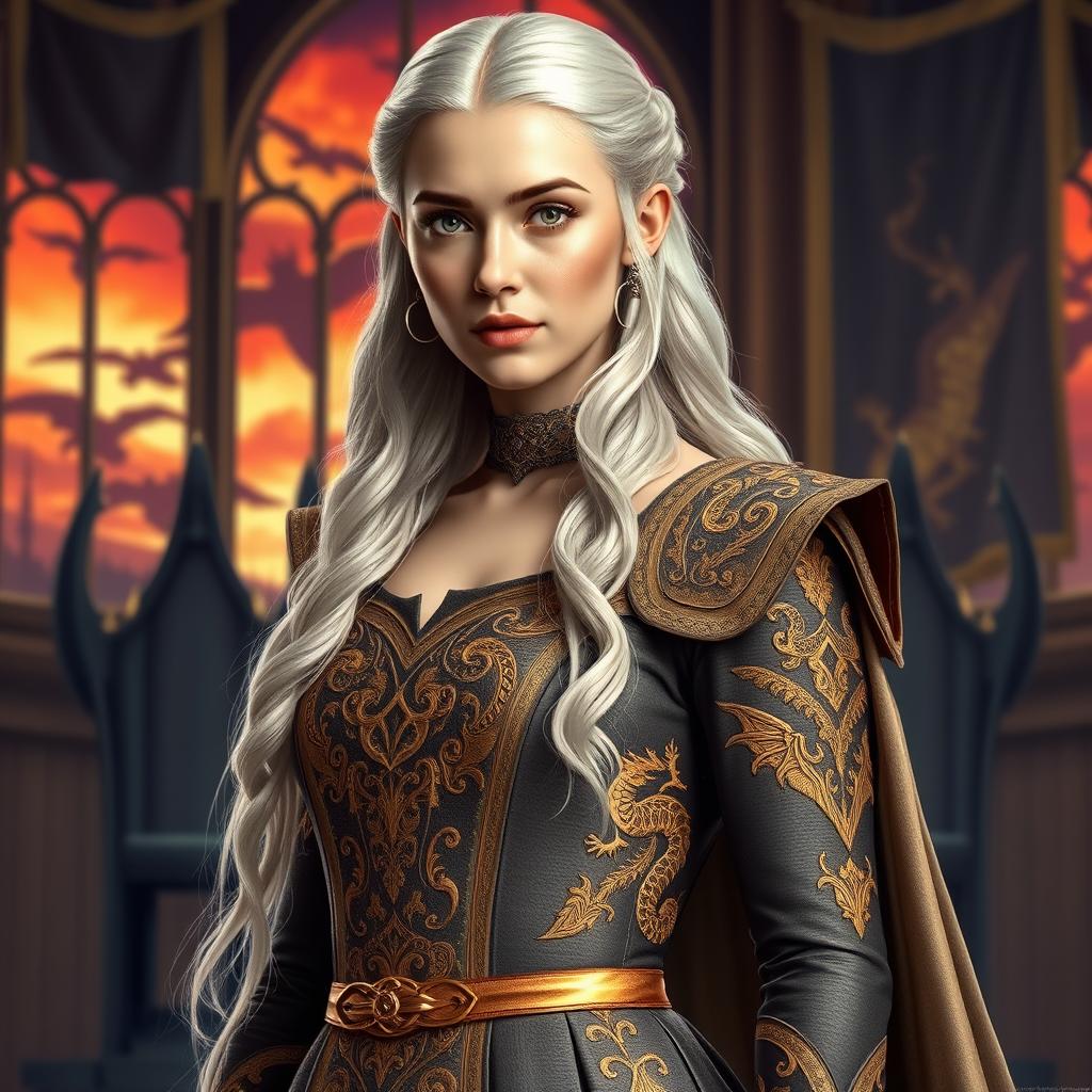 A stunning portrait of Rhaenyra Targaryen, the iconic character from the House of the Dragon series