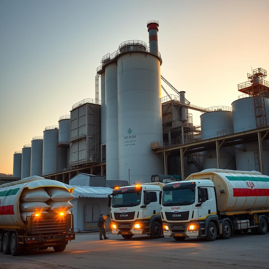 A very large gypsum factory in Iran, showcasing the industrial architecture with massive structures