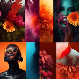 Generate a high-definition, editorial quality five-panel mood board with stunning visuals and vibrant colors.