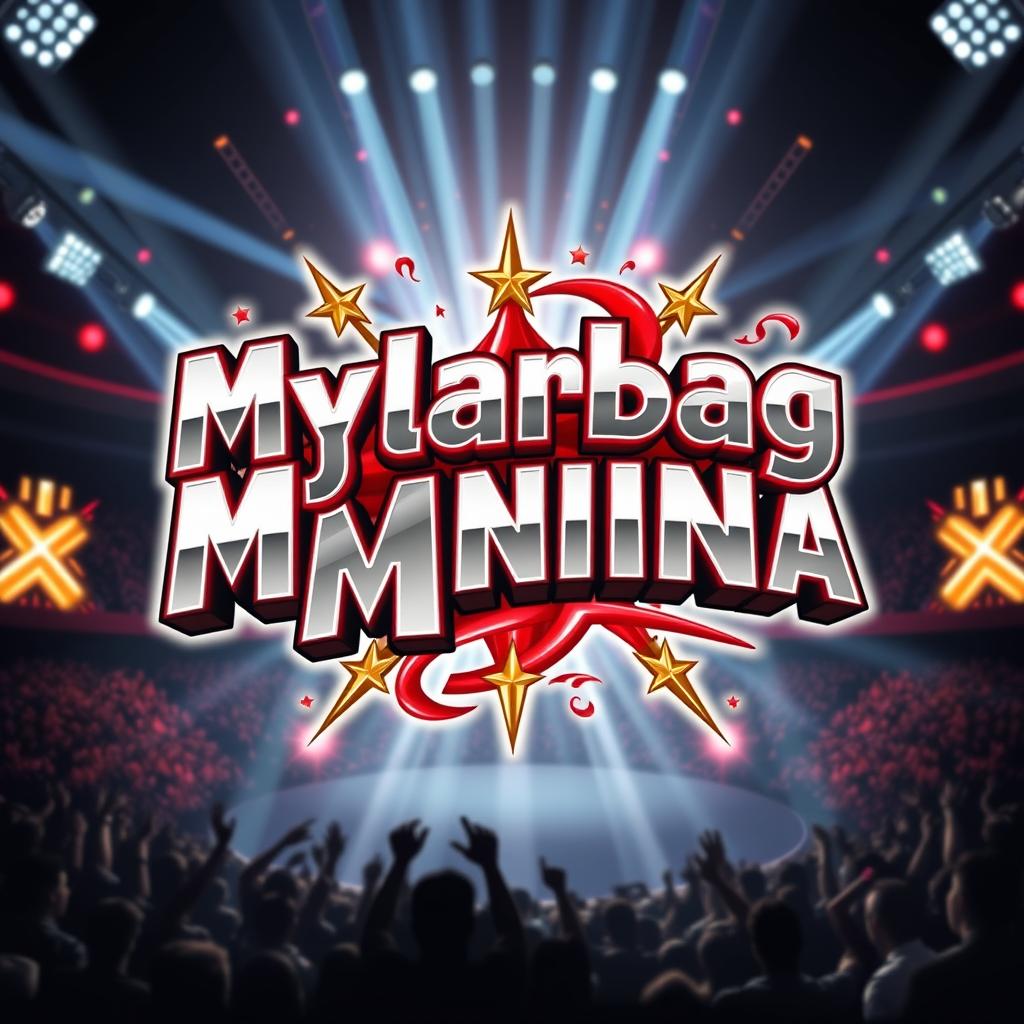 A bold, eye-catching logo designed for 'MylarbagMania', inspired by classic wrestling event logos