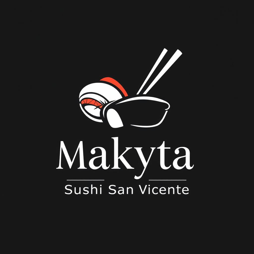 A logo design for a sushi restaurant called 'Makyta Sushi San Vicente'