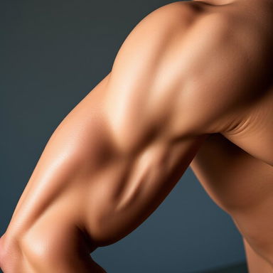 A close-up shot of an arm showcasing clean cuts that emphasize the triceps muscle definition without being overly large