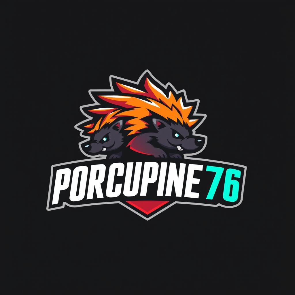 A dynamic and eye-catching profile icon for a gaming team named 'Porcupine76'