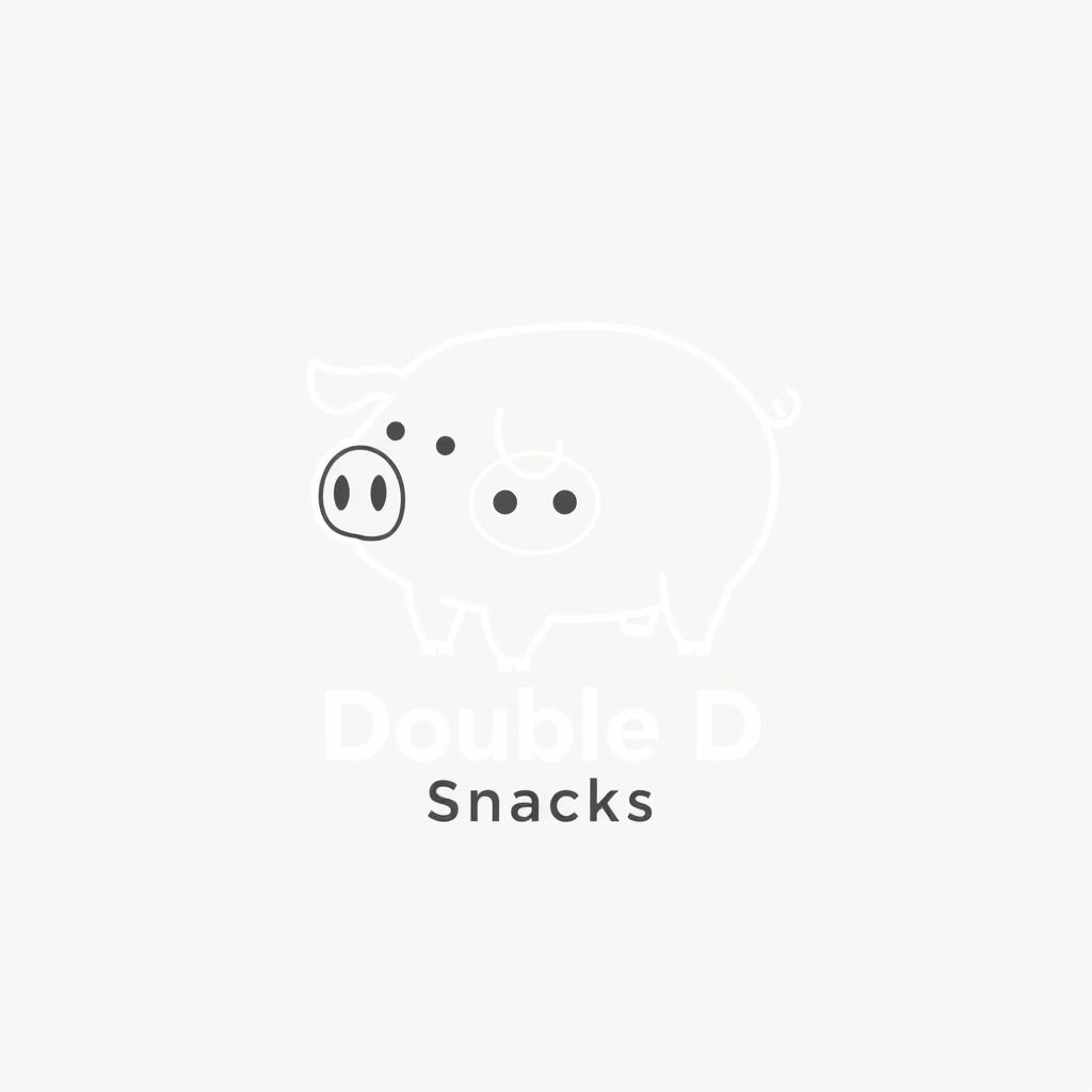 A logo design for food featuring a cute pig outline illustration with a simple, clean line art style, as it will be printed transparently