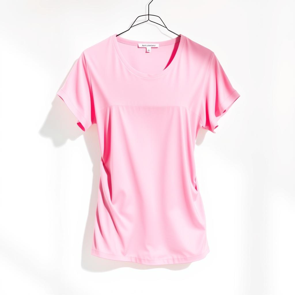 A stylish t-shirt design featuring various shades of pink