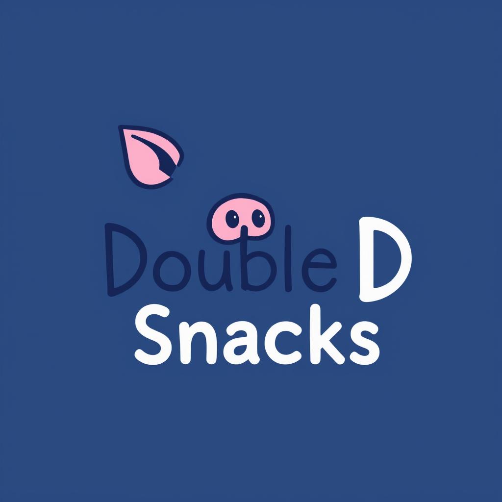 A logo design featuring a hand-drawn style image of a pig's snout shaped like 'DD' positioned next to the text "Double D Snacks"