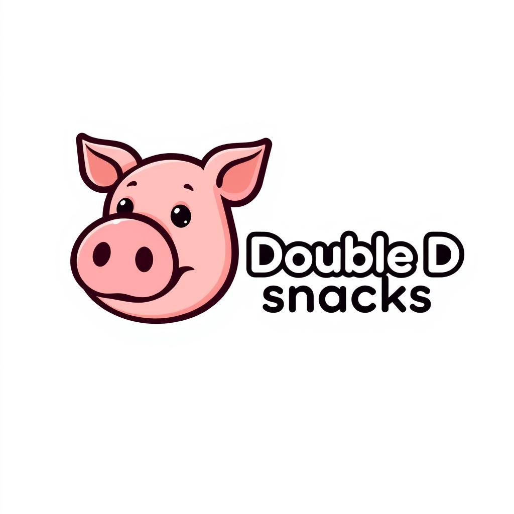 A cute logo featuring a cartoonish pig's nose, designed in the shape of 'DD', next to the phrase 'Double D snacks' split into two lines