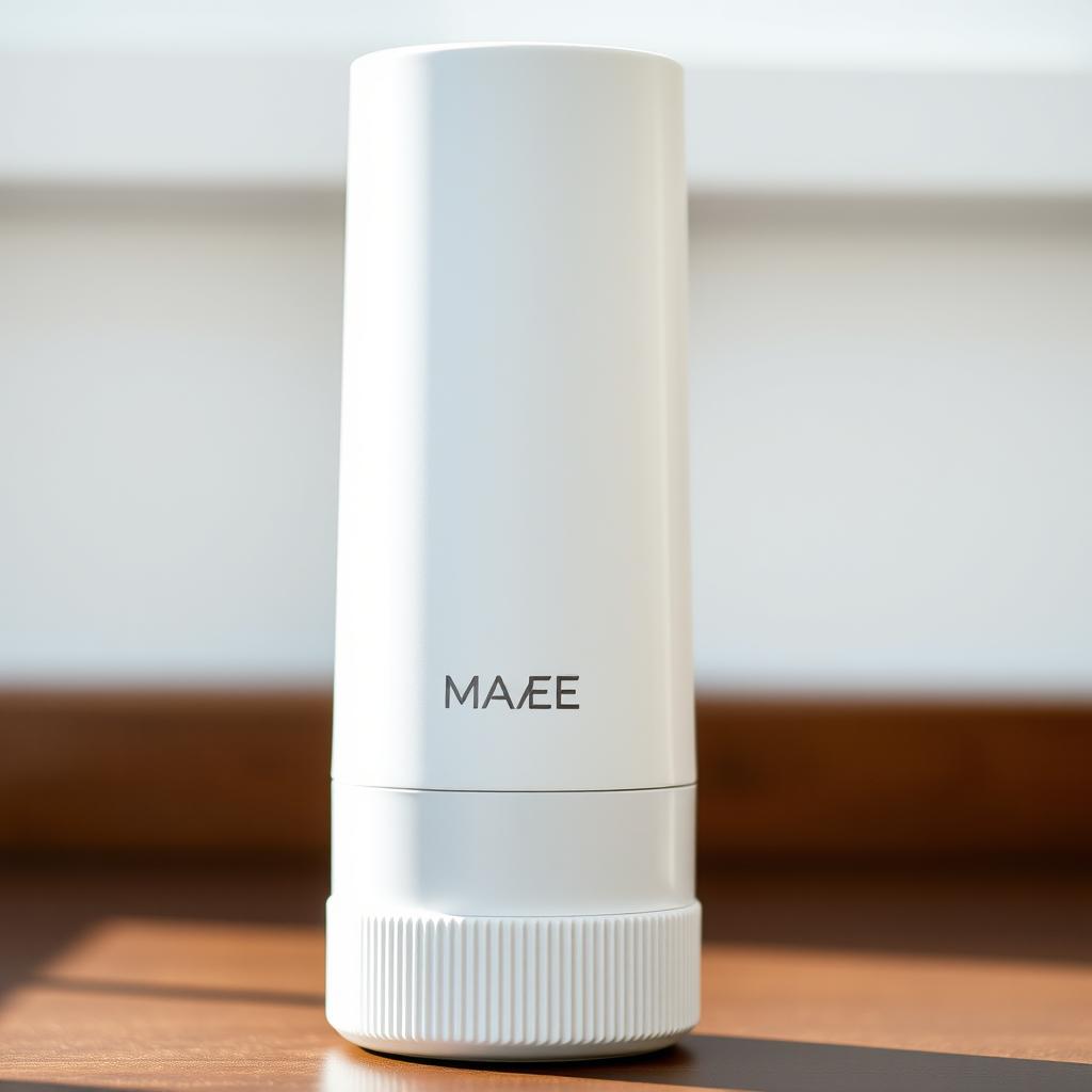 A sleek and modern white thermal flask with a threaded bottom