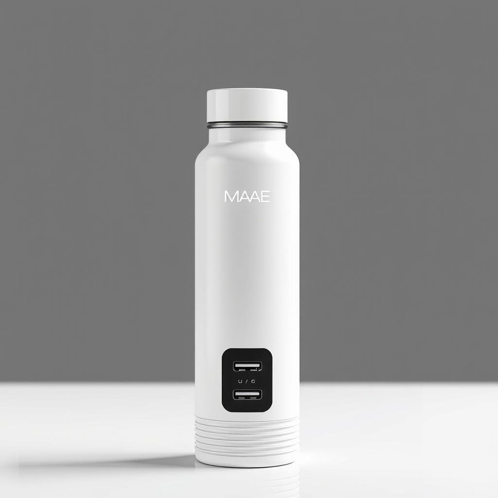 A sleek white thermal bottle with a secure lid, featuring a unique design where the bottom part of the bottle is also threaded