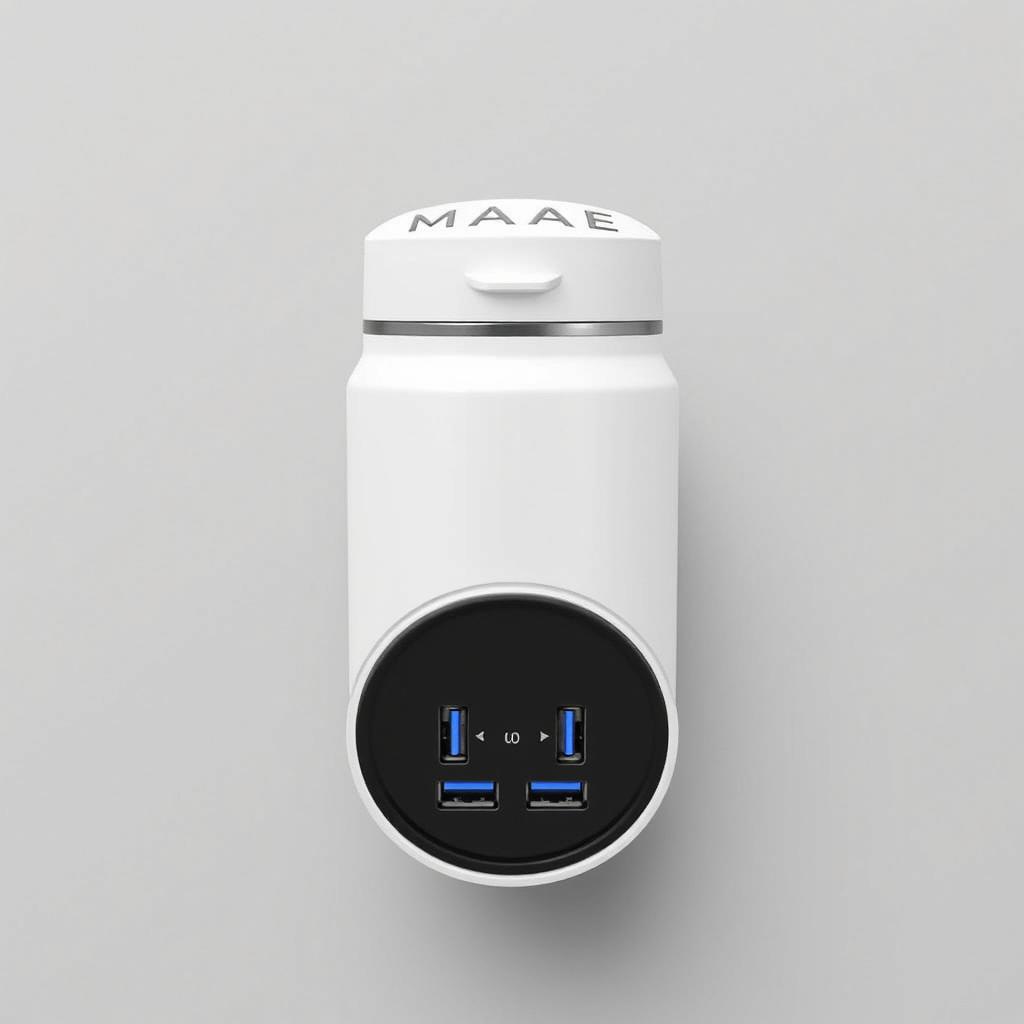 A stylish white thermal flask with a capacity of 500 ml, featuring a secure lid