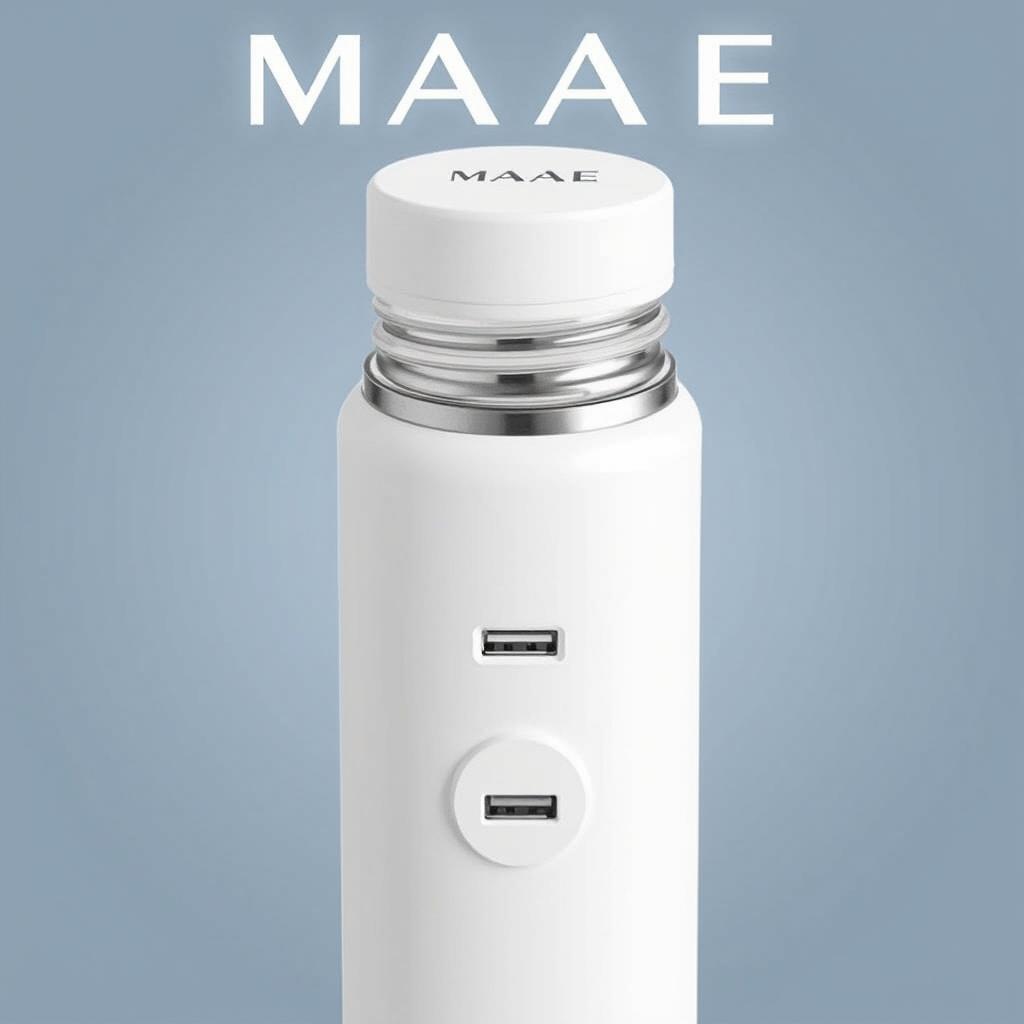 A sleek white thermal flask with a secure lid