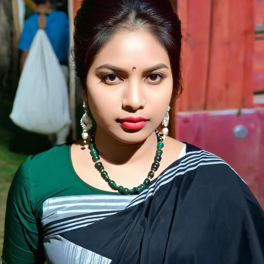 Graceful Elegance: Stunning Woman in Sari