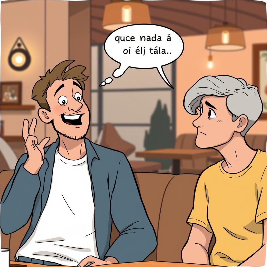 A scene capturing two individuals in a casual conversation