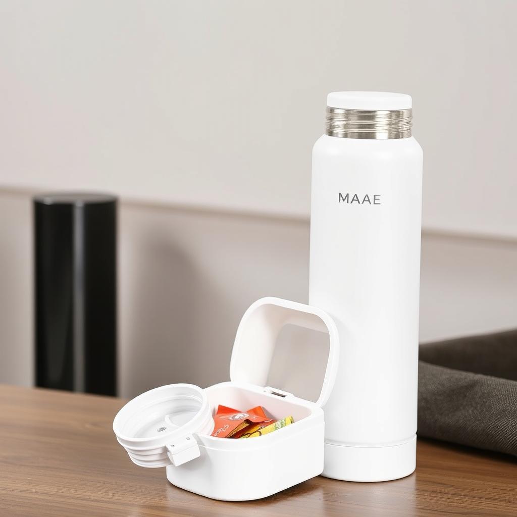 A stylish white thermal flask with a 500 ml capacity, featuring a secure lid