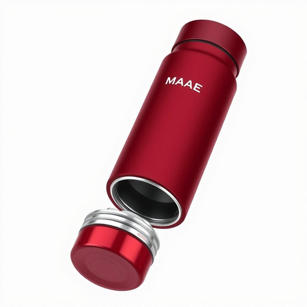 A sleek wine-red thermal flask with a 500 ml capacity, complete with a secure lid