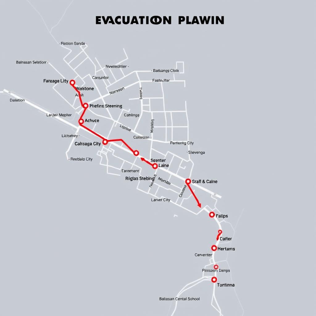 Create a comprehensive evacuation plan starting from H-4 Seafront Subdivision, Baliwasan Grande, Zamboanga City to Baliwasan Central School, Zamboanga City