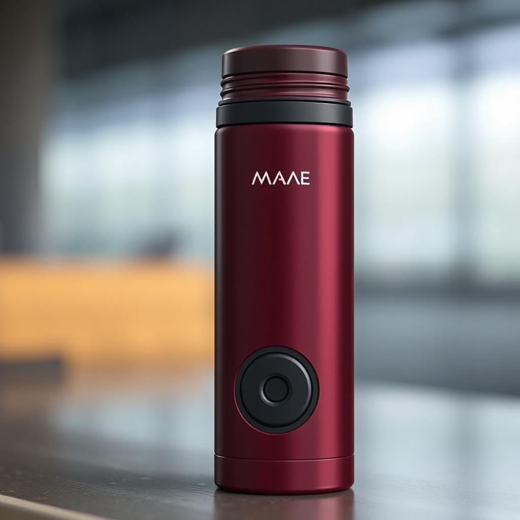 A striking wine-red thermal flask with a 500 ml capacity, featuring a secure lid